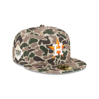 Green Houston Astros Hat - New Era MLB Duck Camo 59FIFTY Fitted Caps USA6235914